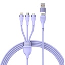 3u1 USB kabel Baseus Flash Series 2, USB-C + micro USB + Lightning, 100 W, 1,2 m (ljubičasti)