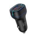 Auto punjač Vipfan C11, USB + USB-C, PD 20W + QC 3.0, LED (crni)