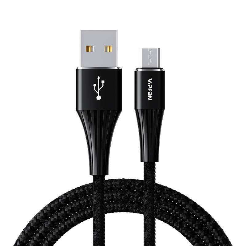 USB na Micro USB kabel Vipfan A01, 3A, 1.2m, pleten (crni)