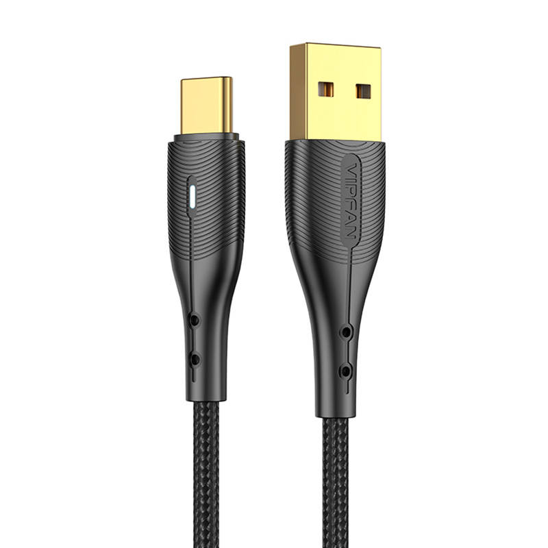 USB na USB-C kabel Vipfan Nano Gold X07, 3A, 1.2m (crni)