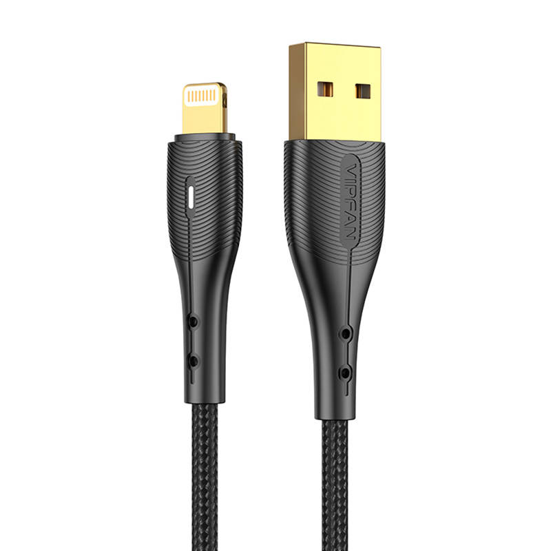 USB na Lightning kabel Vipfan Nano Gold X07, 3A, 1.2m (czarny)