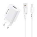 Mrežni punjač Vipfan E01, 1x USB, 2.4A + USB-C kabel (bijeli)