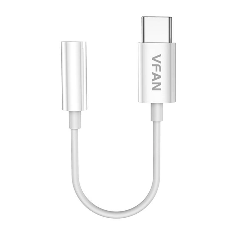 Kabel Vipfan L08 USB-C na mini jack 3.5mm AUX, 10cm (bijeli)