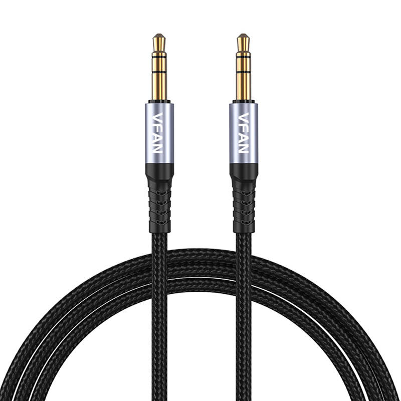 Kabel Vipfan L11 mini jack 3.5mm AUX, 1m, pozlaćen (sivo)