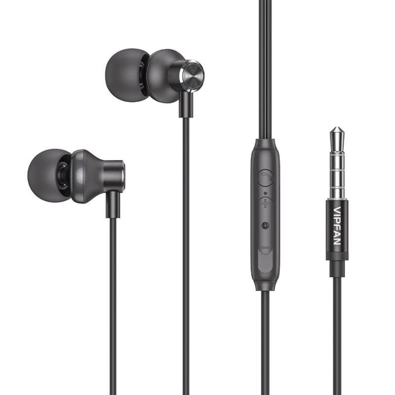 Žičane in-ear slušalice Vipfan M07, 3,5 mm (sive)