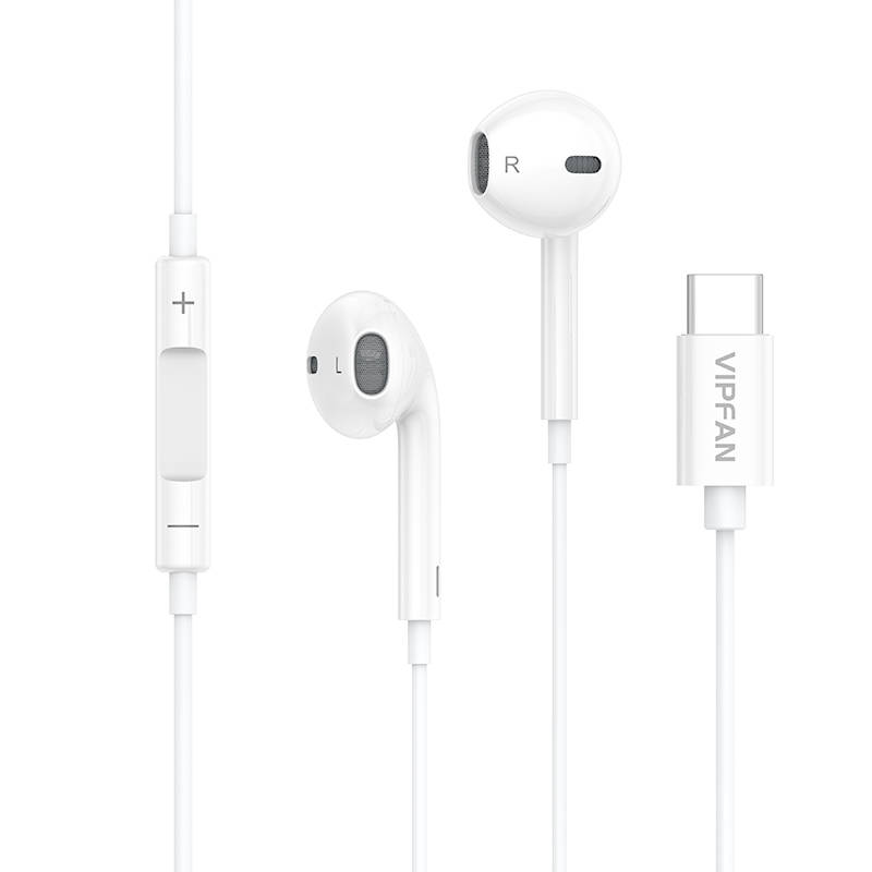 Žičane in-ear slušalice Vipfan M14, USB-C, 1.1m (bijele)