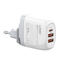 GaN punjač LDNIO A3511Q, 2x USB + USB-C, 65W (bijeli)