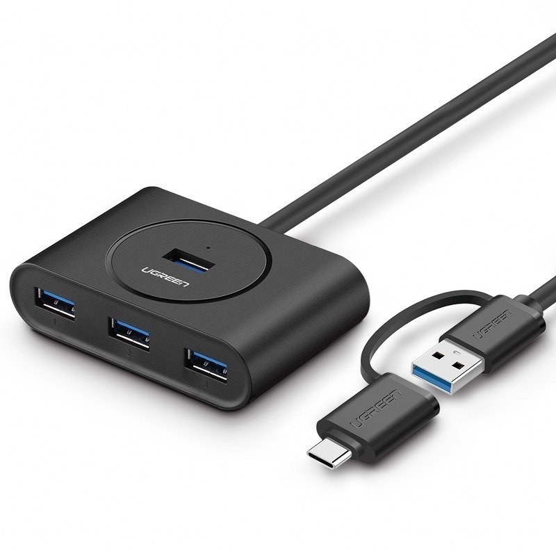 HUB UGREEN USB 3.0 + USB-C 3.1 4-porta OTG (crni)