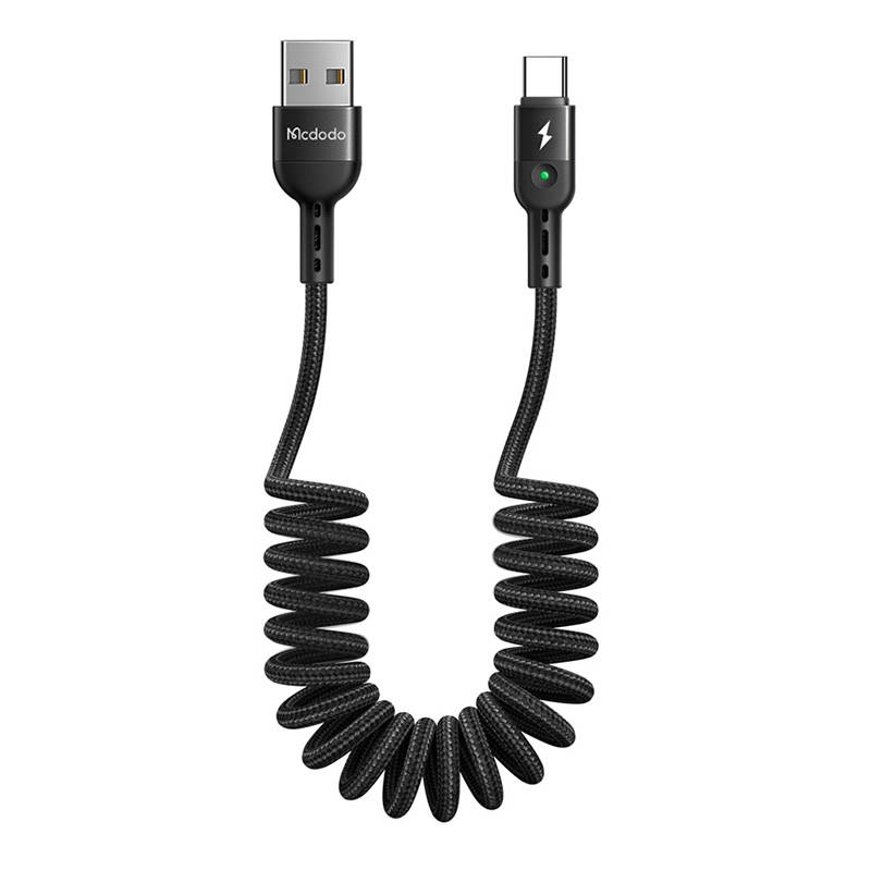 USB opružni kabel na USB-C Mcdodo Omega CA-6420 1,8 m (crni) (paket od 5 komada)