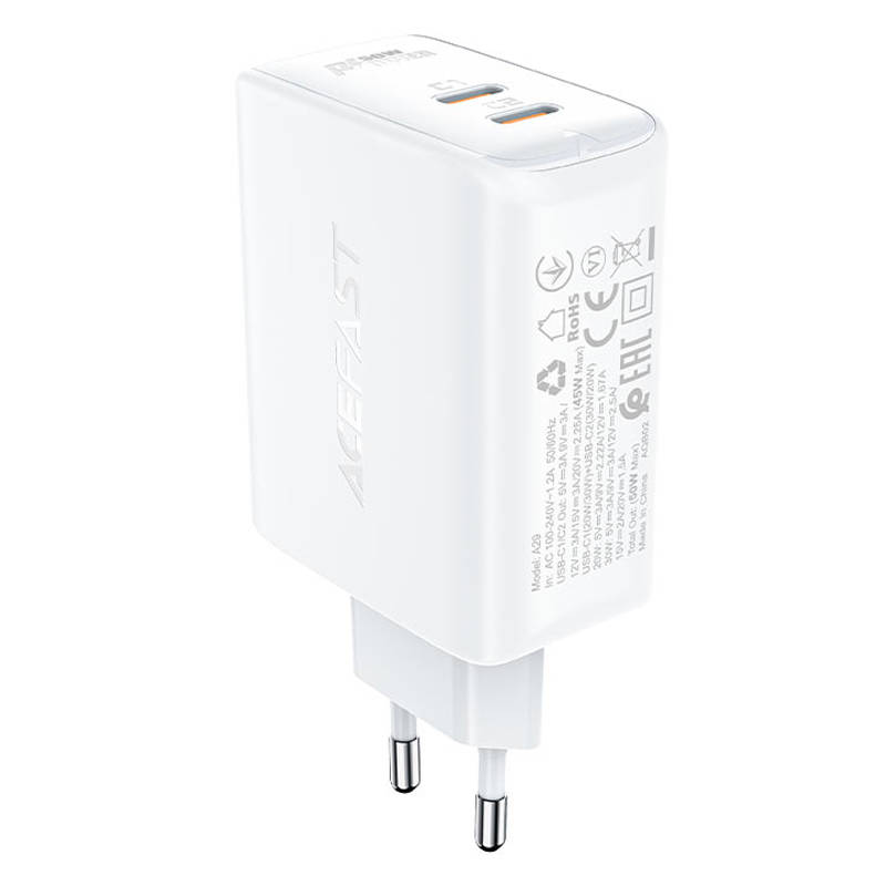 Zidni punjač Acefast A29 PD50W GAN, 2x USB, 50W (bijeli)