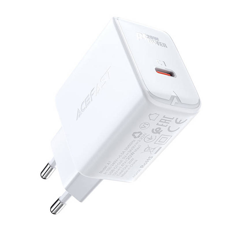 Zidni punjač Acefast A1 PD20W, 1x USB-C (bijeli)