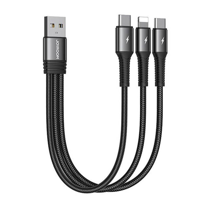 USB kabel Joyroom S-01530G11 3u1 2x USB-C / Lightning 3.5A 0.15m (crni)