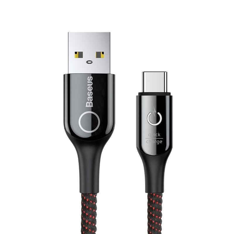 Baseus kabel u obliku slova C USB-C LED QC 3.0 1m (crni)