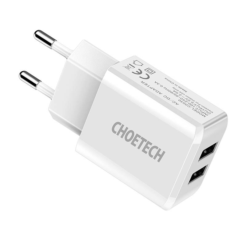 Punjač Choetech C0030, 2A, 2x USB (bijeli)