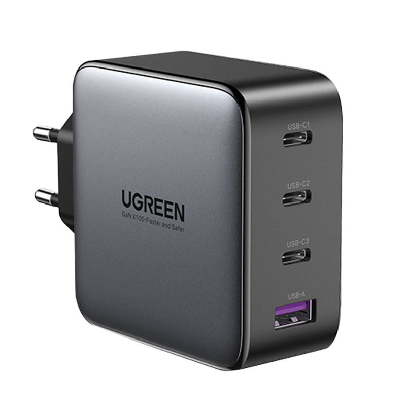 Mrežni punjač UGREEN CD226, 3x USB-C, 1x USB-A, GaN, PD3.0, QC4+, 100W, 1.5m (sivo)