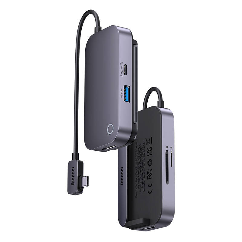 Hub 6u1 Baseus PadJoy Series USB-C na USB 3.0 + HDMI + USB-C PD + utičnica 3,5 mm + SD/TF (siva)