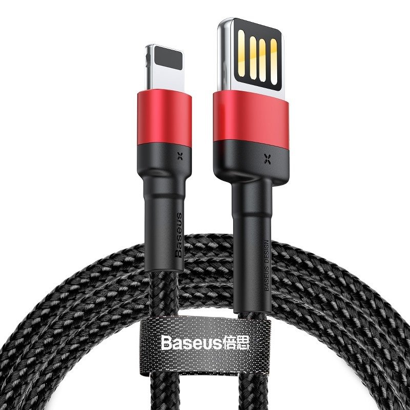 Baseus Cafule dvostrani USB Lightning kabel 2,4A 1m (crni+crveni) (paket od 5 komada)