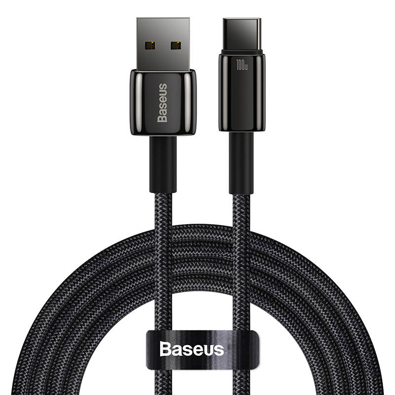 Baseus Tungsten Gold kabel USB na USB-C, 100W, 1m (crni) (paket od 5 komada)