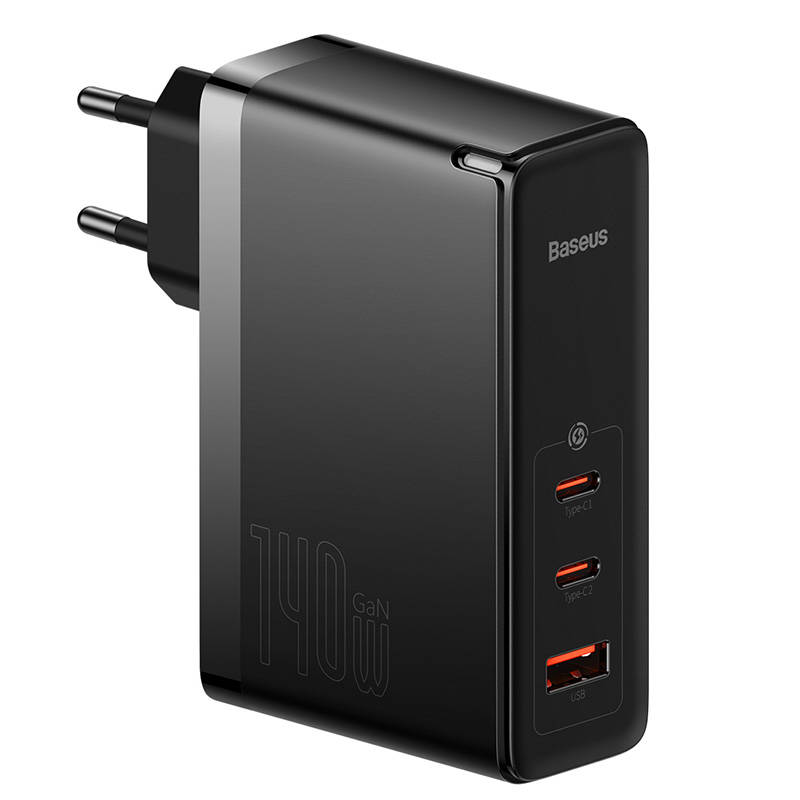 Zidni punjač Baseus GaN5 Pro 2xUSB-C + USB, 140W (crni)