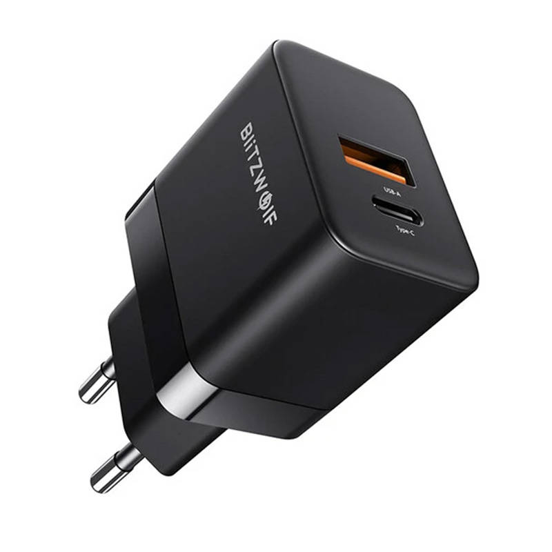 Zidni punjač Blitzwolf BW-S21 GaN 35W, USB + USB-C (crni)