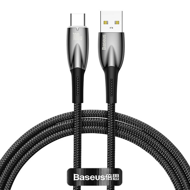 USB kabel za USB-C Baseus Glimmer Series, 100W, 1m (crni) (paket od 5 komada)