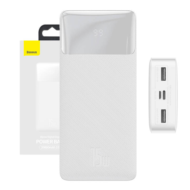 Powerbank Baseus Bipow 20000mAh, 15W (bijela)