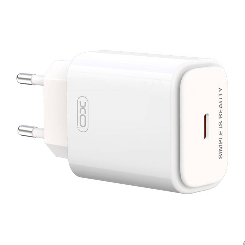 Zidni punjač XO L90B, USB-C, PD 20W + QC 3.0 18W (bijeli)