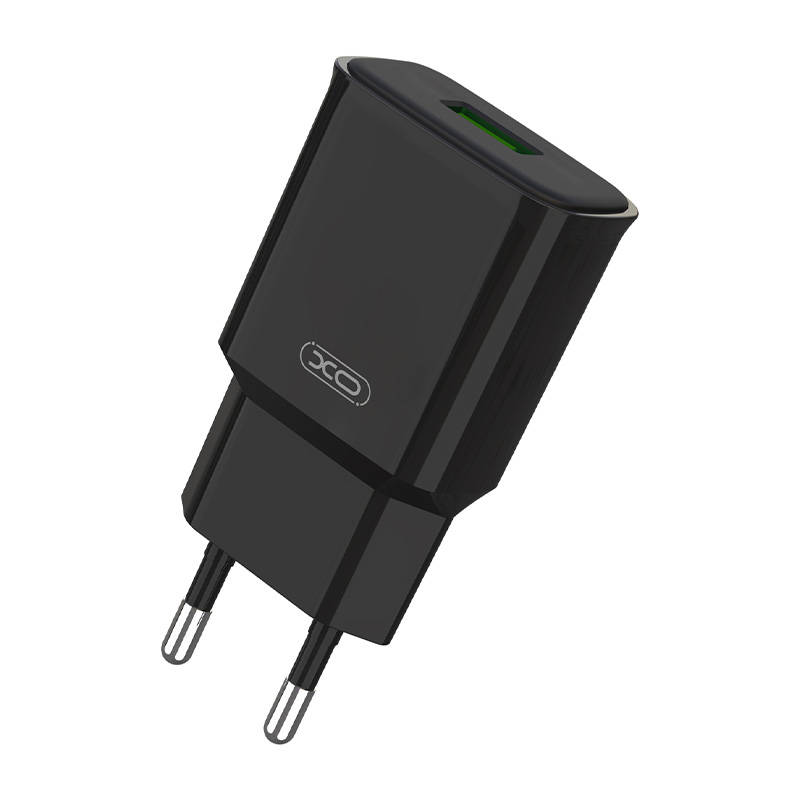 Zidni punjač XO L92D, 1x USB, 18W, QC 3.0 (crni)