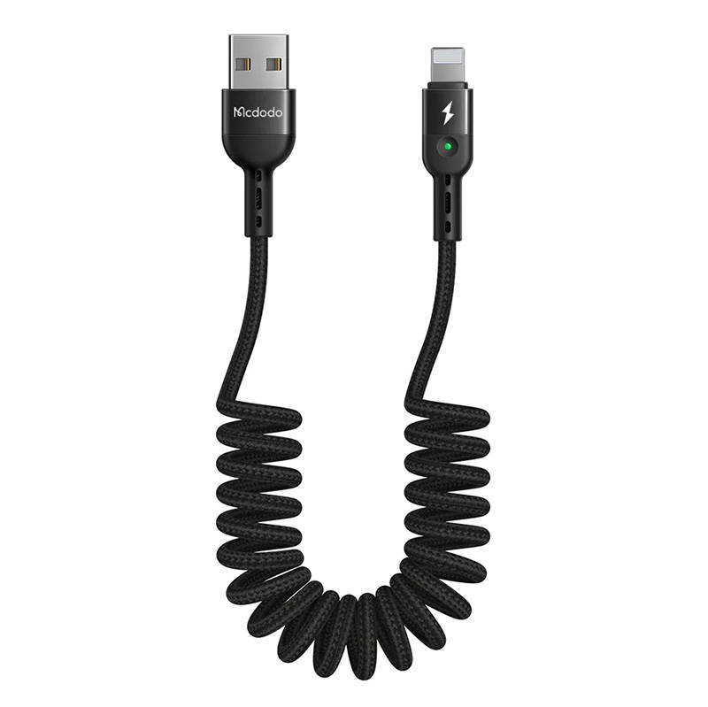 USB na Lightning kabel, Mcdodo CA-6410, opruga, 1,8 m (crna) (paket od 5 komada)