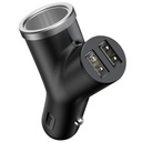 Baseus Circular Y tip dual USB + upaljač za cigarete produženi auto punjač 30W Dual QC3.0 (crni) (paket od 5 komada)