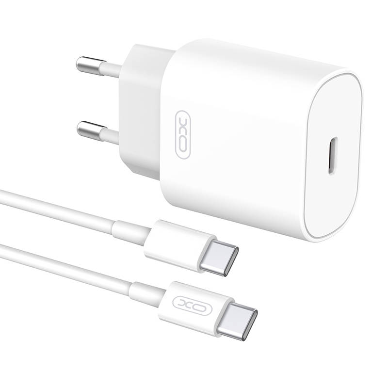 Zidni punjač s + USB-C kabelom XO L91EU 25W (bijeli)