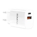 Zidni punjač Romoss AC20T USB + USB-C 20W (bijeli)