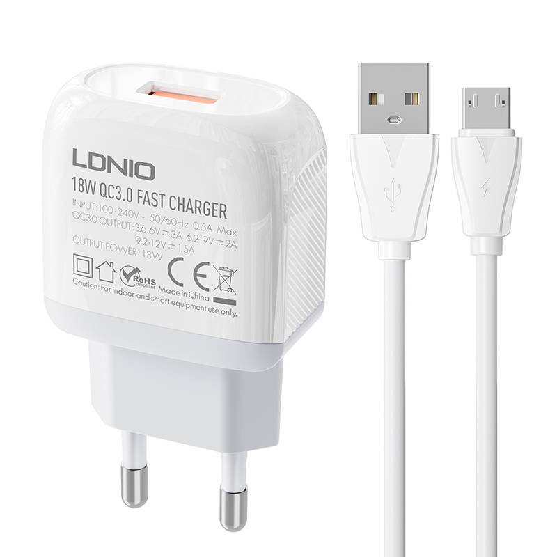 Zidni punjač LDNIO A1307Q 18W + MicroUSB kabel