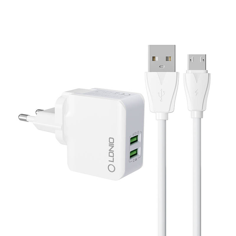 Zidni punjač LDNIO A2203 2USB + MicroUSB kabel