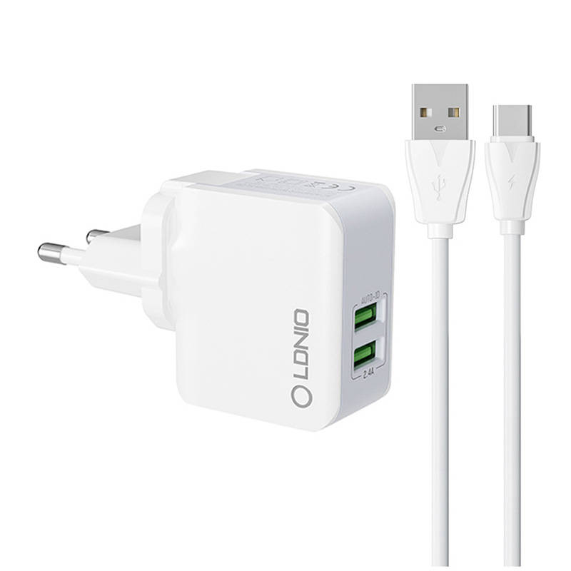 Zidni punjač LDNIO A2203 2USB + USB-C kabel