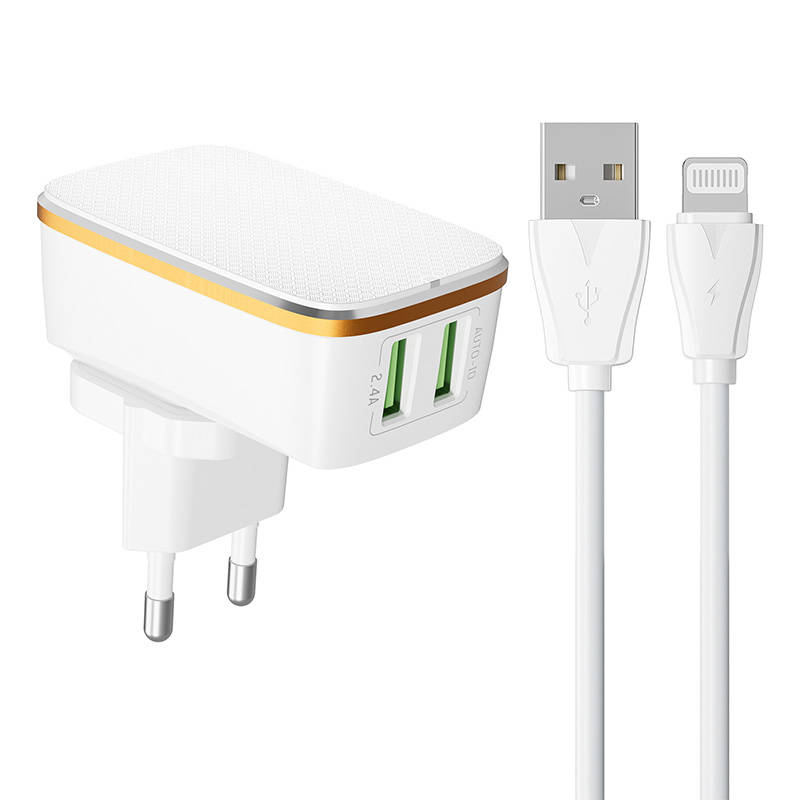 Zidni punjač LDNIO A2204 2USB + Lightning kabel