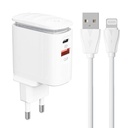 Zidni punjač LDNIO A2423C USB, USB-C + Lightning kabel