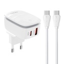 Zidni punjač LDNIO A2425C USB, USB-C + USB-C - USB-C kabel