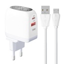 Zidni punjač LDNIO A2522C USB, USB-C 30W + MicroUSB kabel