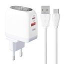 Zidni punjač LDNIO A2522C USB, USB-C 30W + USB-C kabel