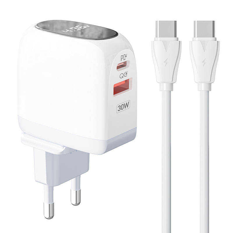 Zidni punjač LDNIO A2522C USB, USB-C 30W + USB-C - USB-C kabel