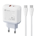 Zidni punjač LDNIO A2526C USB, USB-C 45W Zidni + MicroUSB kabel