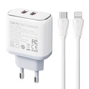 Zidni punjač LDNIO A2528C 2USB-C 35W + USB-C - Lightning kabel