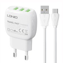 Zidni punjač LDNIO A3315 3USB + USB-C kabel