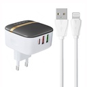 Zidni punjač LDNIO A3513Q 2USB, USB-C 32W + Lightning kabel