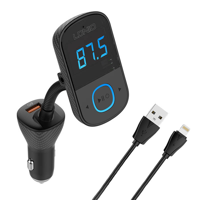 LDNIO Bluetooth C705Q 2USB, USB-C odašiljač FM + Lightning kabel