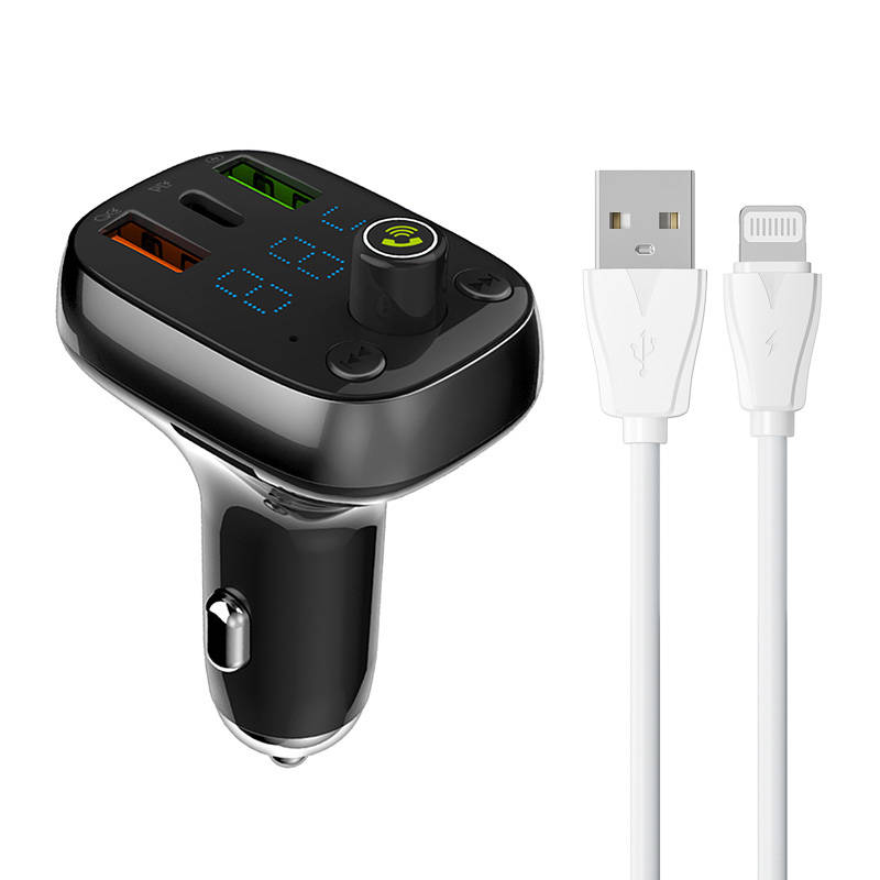 LDNIO Bluetooth C704Q 2USB, USB-C odašiljač FM + Lightning kabel