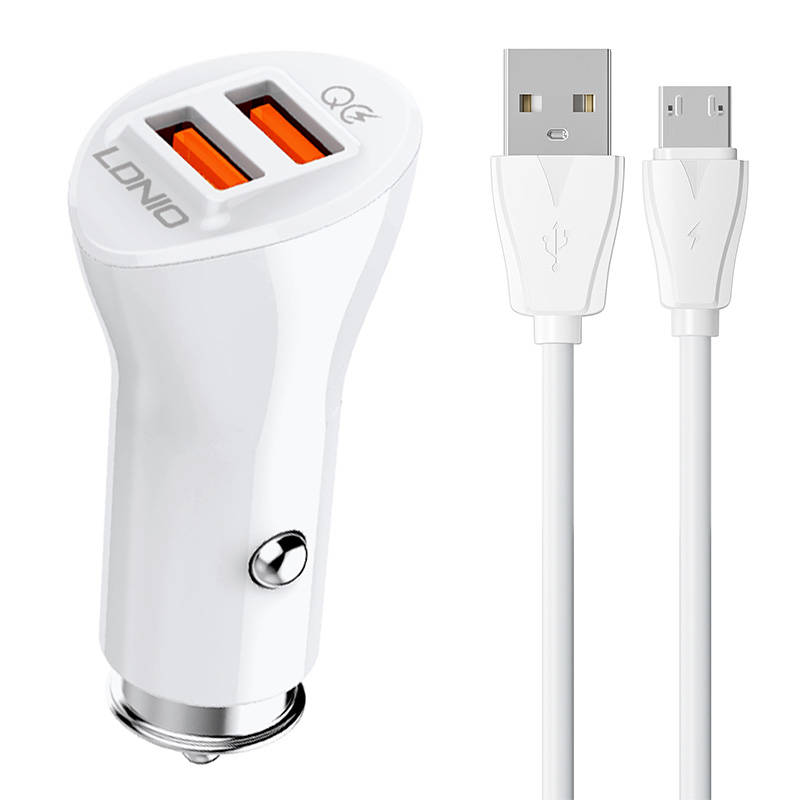 LDNIO C511Q 2USB Auto punjač + MicroUSB kabel