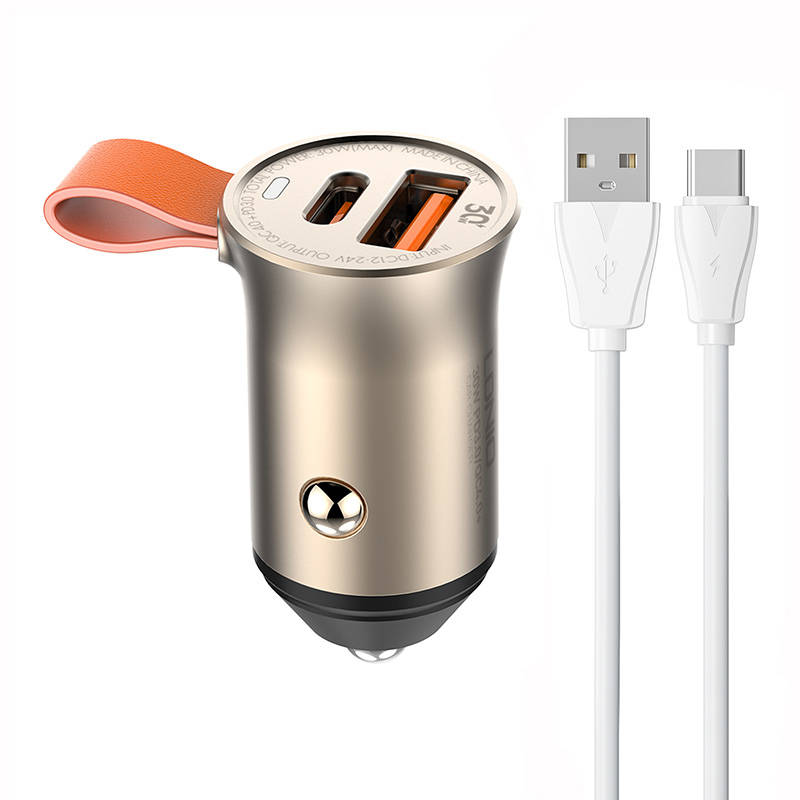 LDNIO C509Q USB, USB-C 30W auto punjač + USB-C kabel Kabel