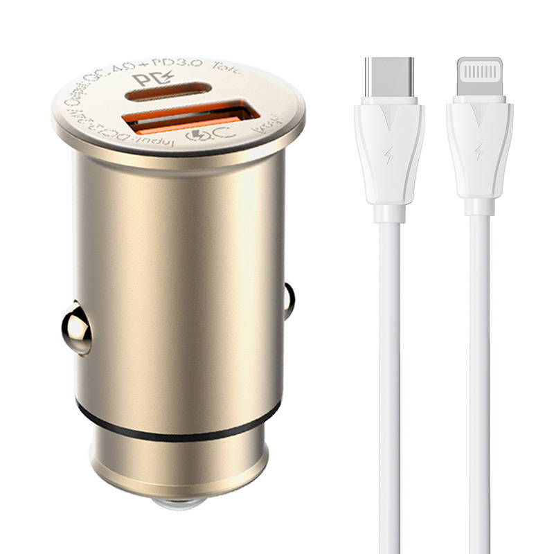 LDNIO C506Q USB, USB-C auto punjač + USB-C - Lightning kabel